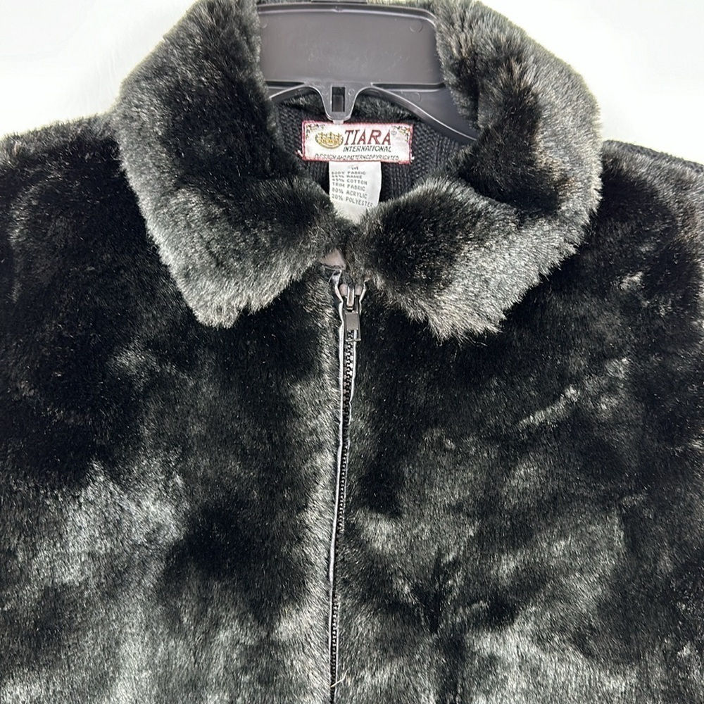 Tiara International Fur Knit Full Zip Cropped Jacket, M - Picture 2 of 9